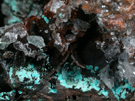 Calcite, Aurichalcite, Malachite, Goethite, Hematite from Southwest Mine, Bisbee, Cochise County, Arizona