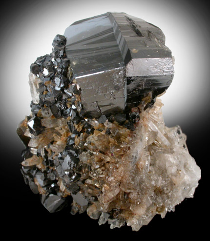 Cassiterite (twinned crystals) with Quartz, Sphalerite from San Antonio Mine, near Viloco, Loayza Province, La Paz Department, Bolivia