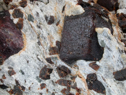 Almandine Garnet with Staurolite from Green's Farm, 750 m. ESE of Roxbury Falls, Roxbury, New Haven County, Connecticut