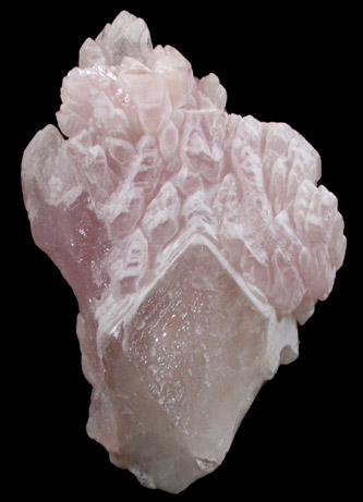 Quartz var. Rose Quartz Crystals on Milky Quartz from Lavra da Ilha, Taquaral, Jequitinhonha River, Minas Gerais, Brazil