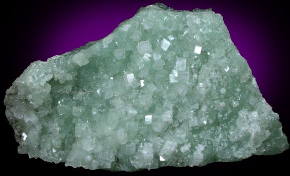 Hydroxyapophyllite-(K) (formerly apophyllite-(KOH)) on Prehnite from Fairfax Quarry, 6.4 km west of Centreville, Fairfax County, Virginia