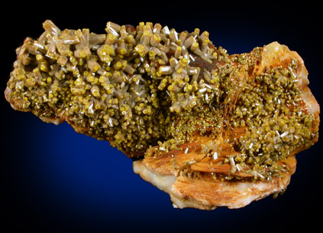 Pyromorphite on Barite from Mine Les Farges, Ussel, Corrze, France