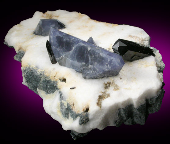 Benitoite, Neptunite and Natrolite from Benitoite Gem Mine, New Idria District, San Benito County, California (Type Locality for Benitoite)