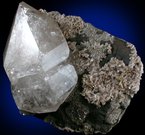 Quartz var. Herkimer Diamond with Marcasite and Dolomite from Eastern Rock Products Quarry (Benchmark Quarry), St. Johnsville, Montgomery County, New York