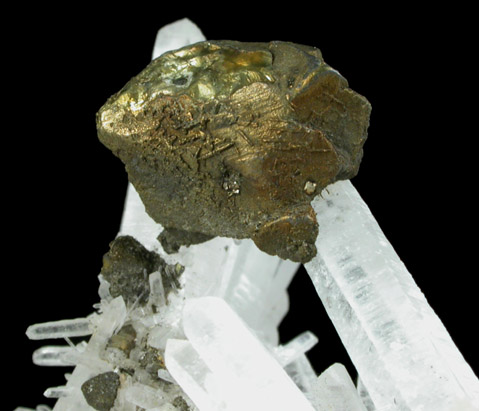 Chalcopyrite on Quartz from Huanzala Mine, Huallanca District, Huanuco Department, Peru