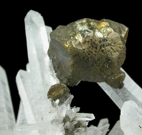 Chalcopyrite on Quartz from Huanzala Mine, Huallanca District, Huanuco Department, Peru