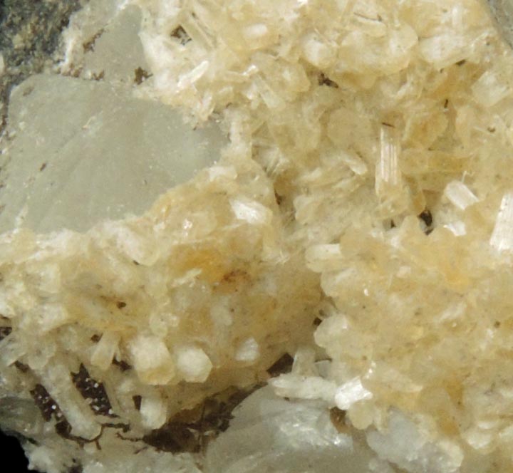 Stilbite on Calcite with (?) from 63rd Street Subway Tunnel, Manhattan Island, New York City, New York County, New York