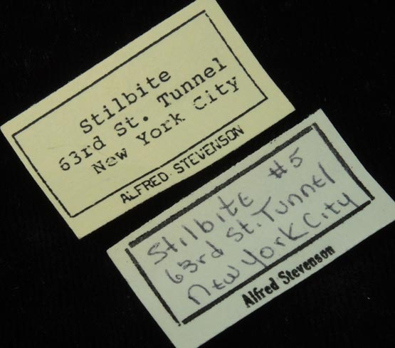 Stilbite on Calcite with (?) from 63rd Street Subway Tunnel, Manhattan Island, New York City, New York County, New York