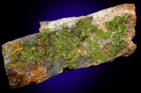 Pyromorphite on Quartz from Allah Cooper (Valcooper) Mine, Contrary Creek District, near Mineral, Louisa County, Virginia