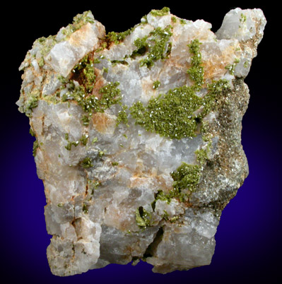 Pyromorphite on Quartz from Allah Cooper (Valcooper) Mine, Contrary Creek District, near Mineral, Louisa County, Virginia