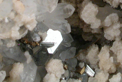 Tetrahedrite, Calcite, Quartz from Concepcin del Oro, Zacatecas, Mexico