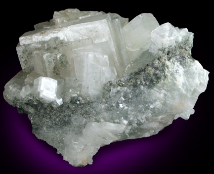 Hydroxyapophyllite-(K) (formerly apophyllite-(KOH)) with Prehnite from Fairfax Quarry, 6.4 km west of Centreville, Fairfax County, Virginia