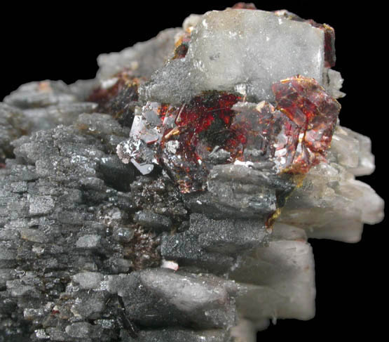 Shigaite on Calcite from N'Chwaning II Mine, Kalahari Manganese Field, Northern Cape Province, South Africa