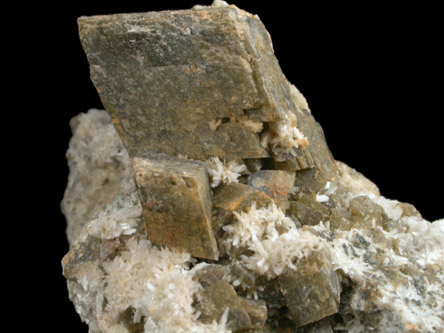 Siderite with Pectolite from Mont Saint-Hilaire, Qubec, Canada