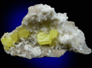 Sulfur on Celestine from Scofield Quarry, Maybee, Monroe County, Michigan