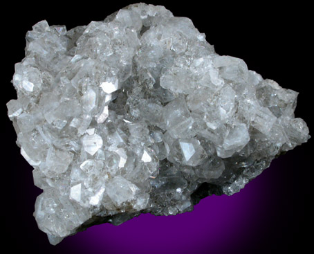 Apophyllite over Calcite from Gaspe Copper Company Mine, Murdochville, Gaspe Peninsula, Québec, Canada