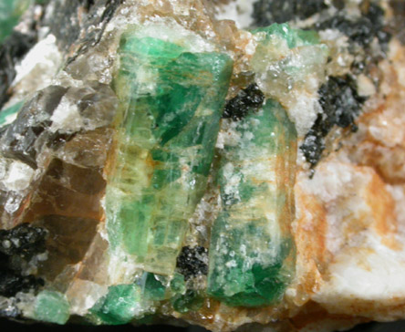 Beryl var. Emerald with Schorl in Quartz from (Rist Mine), Alexander County, North Carolina