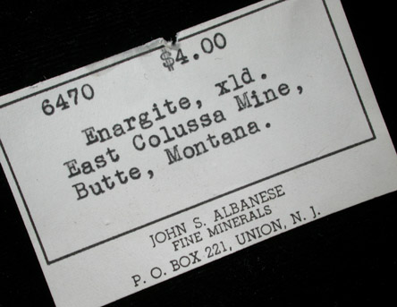Enargite, Pyrite, Quartz from East Colusa Mine, Butte Mining District, Summit Valley, Silver Bow County, Montana
