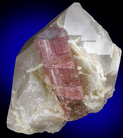 Elbaite Tourmaline on Milky Quartz from Pala District, San Diego County, California