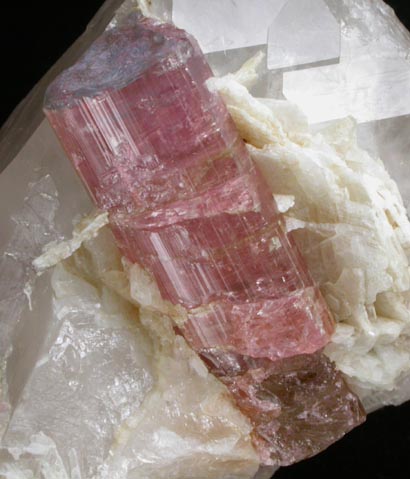 Elbaite Tourmaline on Milky Quartz from Pala District, San Diego County, California