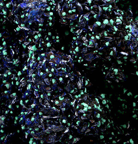 Azurite and Malachite pseudomorphs after Cuprite from Bisbee, Warren District, Cochise County, Arizona