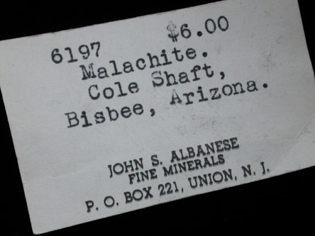 Malachite on Copper-Cuprite from Cole Shaft, Bisbee, Cochise County, Arizona