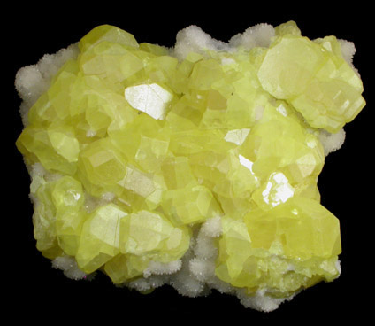 Sulfur on Aragonite from Cianciana, Agrigento Province, Sicily, Italy