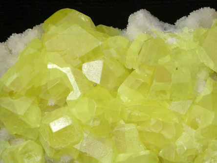 Sulfur on Aragonite from Cianciana, Agrigento Province, Sicily, Italy