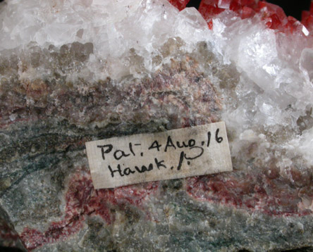 Hematite on Quartz with Calcite from Prospect Park Quarry, Prospect Park, Passaic County, New Jersey
