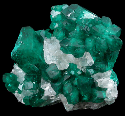 Dioptase in Calcite from Tsumeb Mine, Otavi-Bergland District, Oshikoto, Namibia