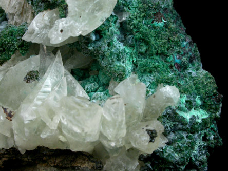 Pseudomalachite var. Lunnite with Calcite from Cornwall, England