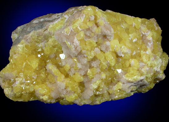 Sulfur on Aragonite from Caltanisetta, Sicily, Italy