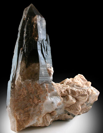 Quartz var. Smoky (Dauphin-law twinned) with Microcline from Mount Antero, Chaffee County, Colorado