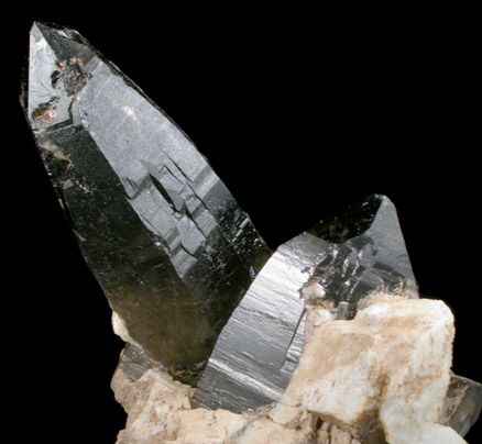 Quartz var. Smoky (Dauphin-law twinned) with Microcline from Mount Antero, Chaffee County, Colorado