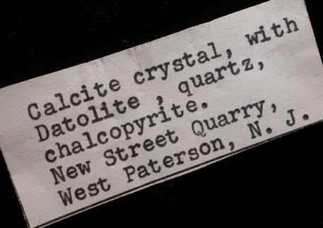Calcite, Datolite, Quartz, Chalcopyrite from New Street Quarry, Paterson, Passaic County, New Jersey