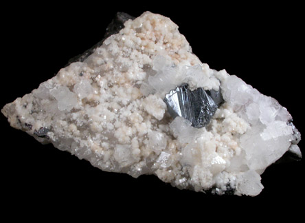 Pyrargyrite on Quartz and Calcite from Mina Santo Niño, Fresnillo District, Zacatecas, Mexico