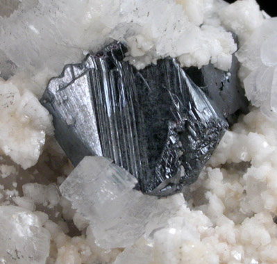 Pyrargyrite on Quartz and Calcite from Mina Santo Nio, Fresnillo District, Zacatecas, Mexico