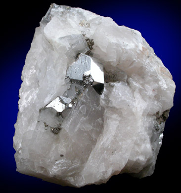 Carrollite in Calcite from Kamoya Mines, Kambove Mining District, 130 km NW of Lubumbashi, Katanga Copperbelt, Lualaba Province, Democratic Republic of the Congo