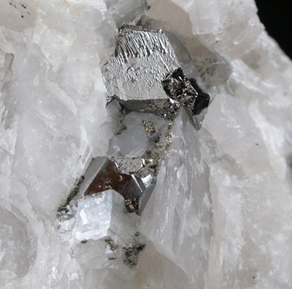 Carrollite in Calcite from Kamoya Mines, Kambove Mining District, 130 km NW of Lubumbashi, Katanga Copperbelt, Lualaba Province, Democratic Republic of the Congo