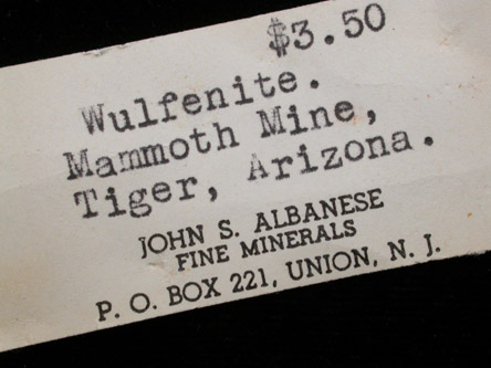 Wulfenite from Mammoth Mine, Tiger District, Pinal County, Arizona