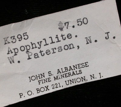 Apophyllite with Quartz from New Street Quarry, Paterson, Passaic County, New Jersey