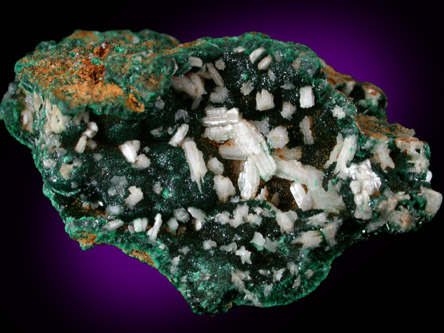 Cerussite on Brochantite from Tsumeb Mine, Otavi-Bergland District, Oshikoto, Namibia