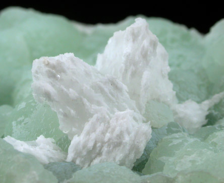 Calcite on Prehnite from New Street Quarry, Paterson, Passaic County, New Jersey