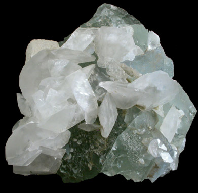 Calcite on Fluorite from Xianghualing-Xianghuapu Mines, Hunan, China