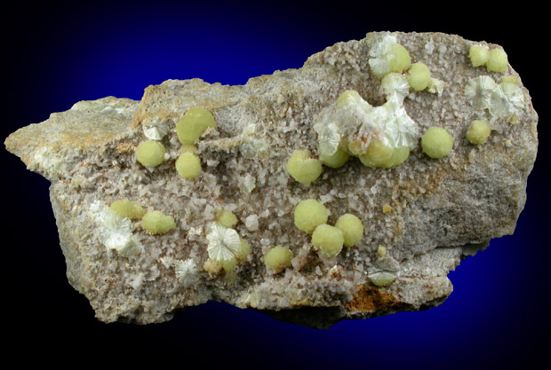 Wavellite with Calcite from National Limestone Quarry, Lime Ridge, Mount Pleasant Mills, Snyder County, Pennsylvania