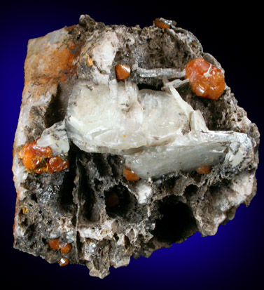 Mimetite var. Campylite with Barite from Dry Gill Mine, Caldbeck Fells, Cumbria, England