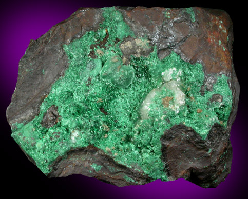 Malachite and Calcite on Cuprite from Inca de Oro, north of Copiapo, Chile