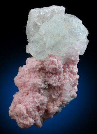 Fluorite and Quartz epimorph after Barite on Rhodochrosite from Sunnyside Mine, Eureka District, San Juan County, Colorado