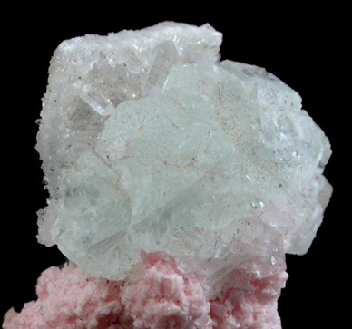 Fluorite and Quartz epimorph after Barite on Rhodochrosite from Sunnyside Mine, Eureka District, San Juan County, Colorado