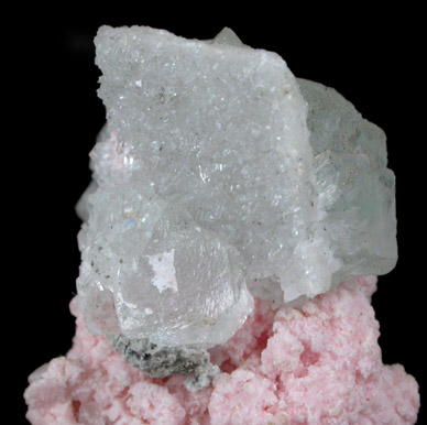 Fluorite and Quartz epimorph after Barite on Rhodochrosite from Sunnyside Mine, Eureka District, San Juan County, Colorado